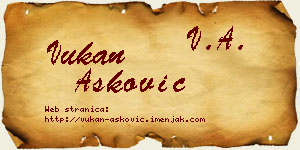 Vukan Ašković vizit kartica